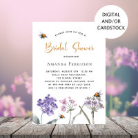 Wildflowers purple pink bee Bridal shower