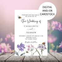 Wildflowers purple pink bee wedding