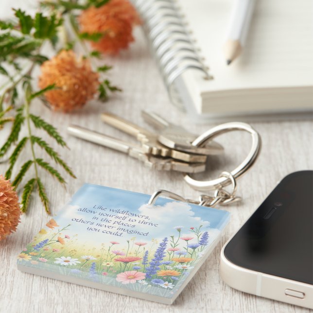Wildflowers & Quote 	 Key Ring (Front Right)