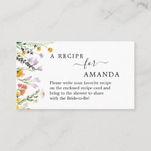 WILDFLOWERS Recipe request Bridal Shower  Business Card