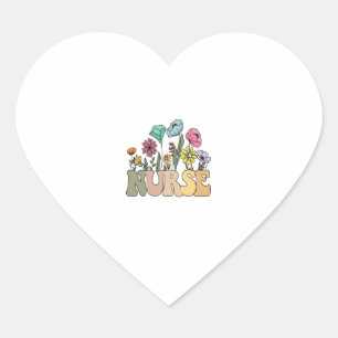 Wildflowers Registered Nurse Vintage Heart Sticker