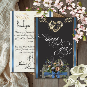 Wildflowers & Ribbon - Blue Thank You Card