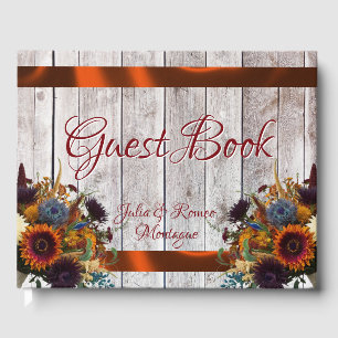 Wildflowers, Ribbon & Heart Wedding - Copper Guest Book