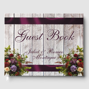 Wildflowers, Ribbon & Heart Wedding - Purple Guest Book