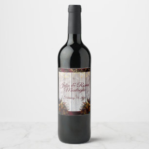 Wildflowers, Ribbon & Lights Wedding - Burgundy Wine Label