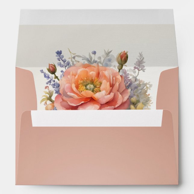 Wildflowers & Ribbon - Rose Gold Envelope (Back (Bottom))