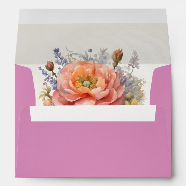 Wildflowers & Ribbon - Rose Pink Envelope (Back (Bottom))