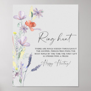 Wildflowers  Ring hunt bridal shower game poster