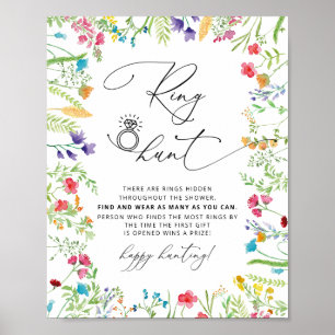 Wildflowers Ring Hunt Bridal Shower Game Sign