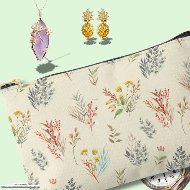 Wildflowers Romantic rustic vintage background Accessory Pouch (Creator Uploaded)