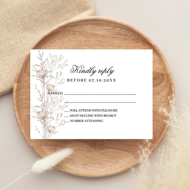 Wildflowers rose gold wedding response RSVP card (Creator Uploaded)