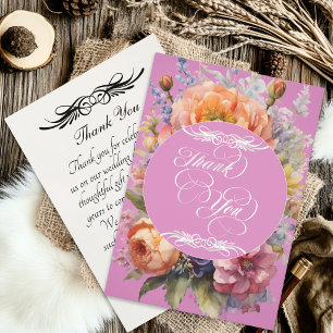 Wildflowers - Rose Pink Thank You Card