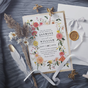 Wildflowers Rustic Elegant Modern Chic Wedding Invitation