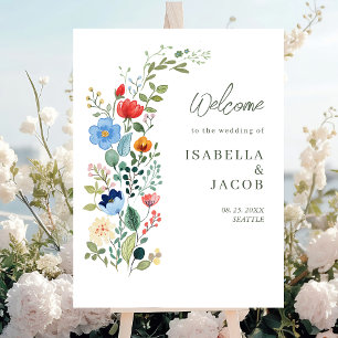 Wildflowers Rustic Garden Wedding Welcome Poster