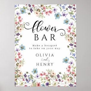 Wildflowers Rustic Spring Wedding Flower Bar Sign