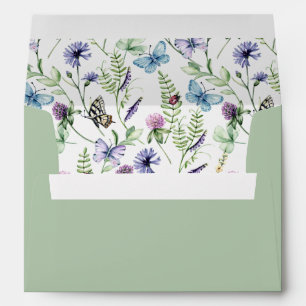 Wildflowers Sage Green Wedding Envelope