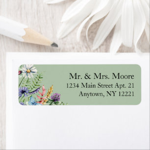 Wildflowers Sage Green Wedding Return Address
