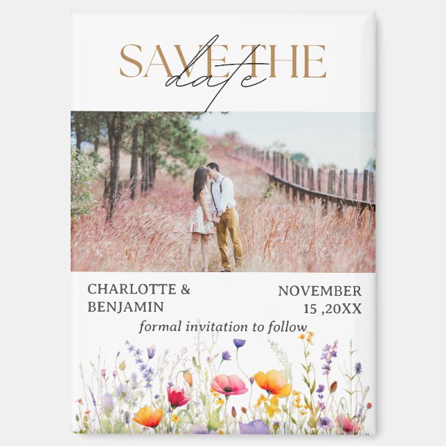 Wildflowers Save The Date Wedding Magnet (Front)