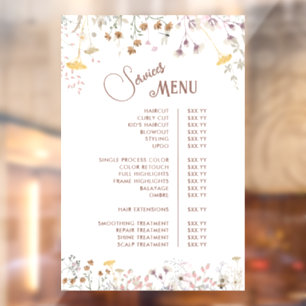 Wildflowers Services Menu Window Cling
