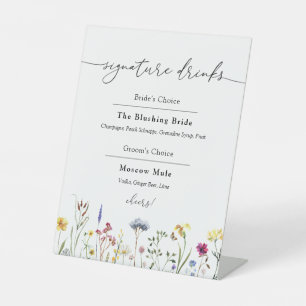 Wildflowers Signature Drinks Pedestal Sign