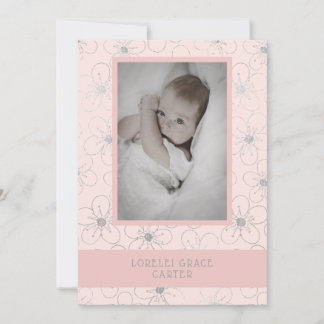 Wildflowers Silver Effect Photo Naming Ceremony Card
