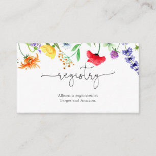 Wildflowers spring baby bridal shower registry enclosure card