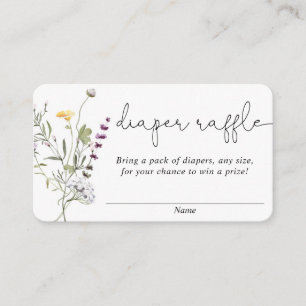Wildflowers spring baby shower diaper raffle cards