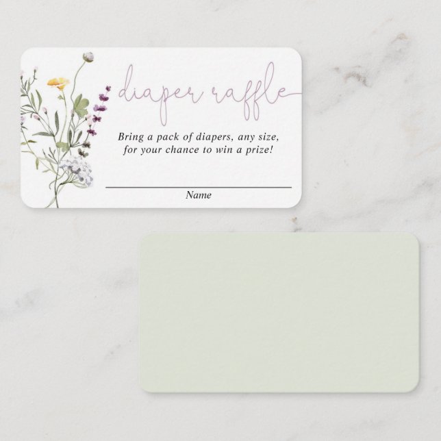 Wildflowers spring baby shower diaper raffle cards (Front/Back)