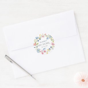 Wildflowers Spring Blossoms Floral Baby Shower Classic Round Sticker