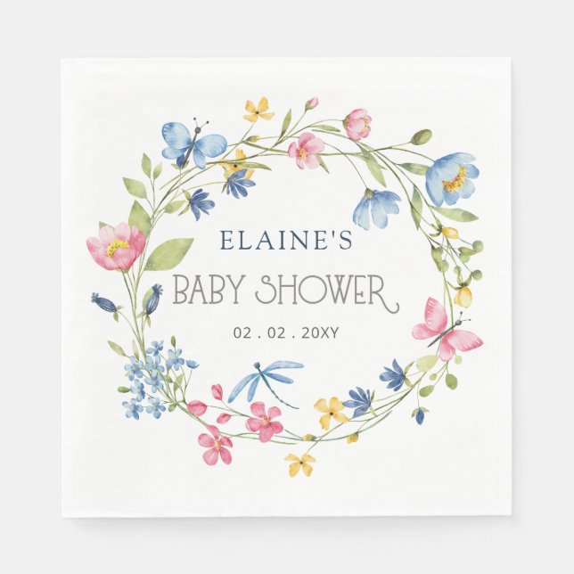 Wildflowers Spring Blossoms Floral Baby Shower Napkin (Front)