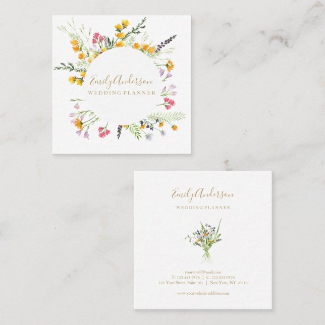 Wildflowers spring Bohemian business card (Front/Back)