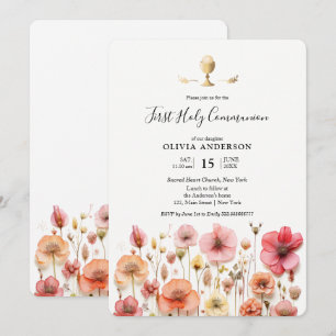 Wildflowers Spring First Communion Invitation