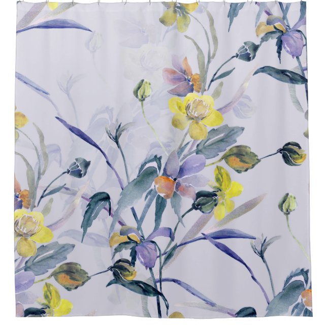 Wildflowers spring, seamless natural pattern. shower curtain (Front)