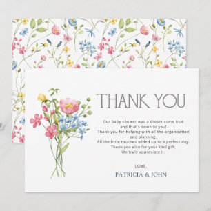 Wildflowers Spring Summer Pretty Baby Shower Thank You Card