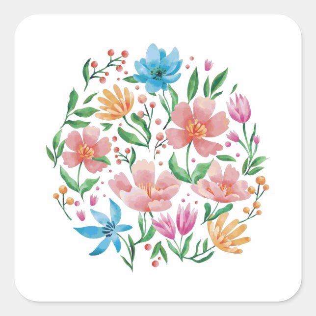 Wildflowers Square Sticker (Front)