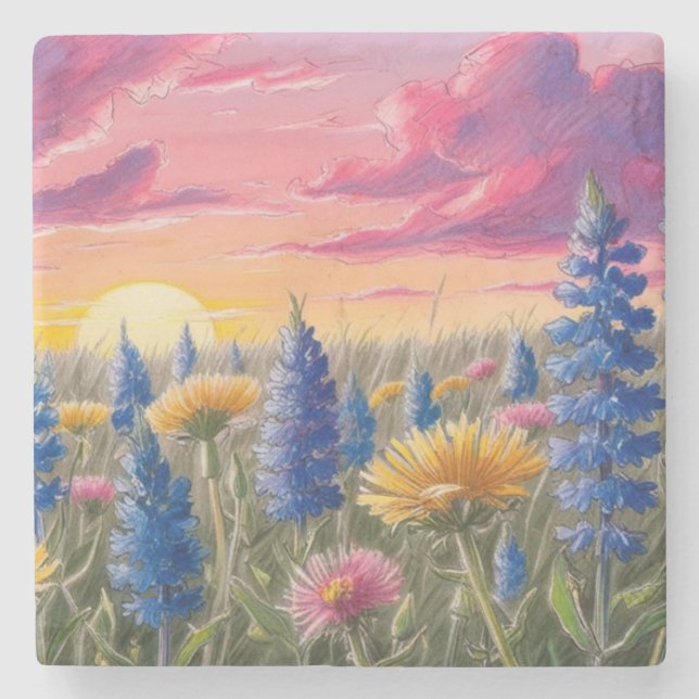 Wildflowers Stone Coaster (Front)