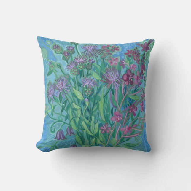 Wildflowers Summer Flowers Bouquet Floral Painting Cushion (Front)