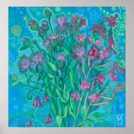 Wildflowers Summer Flowers Bouquet Floral Painting Poster