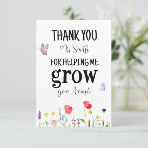 wildflowers Summer Teacher Appreciation Thank you  Card