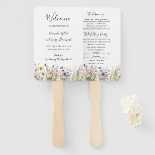Wildflowers summer wedding program fan