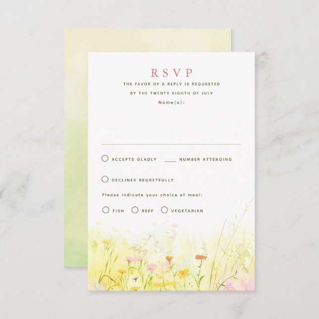 Wildflowers Summer Wedding RSVP Cards (Front/Back)
