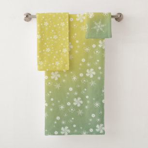 Wildflowers Summer Yellow Daisy Pattern Bath Towel Set