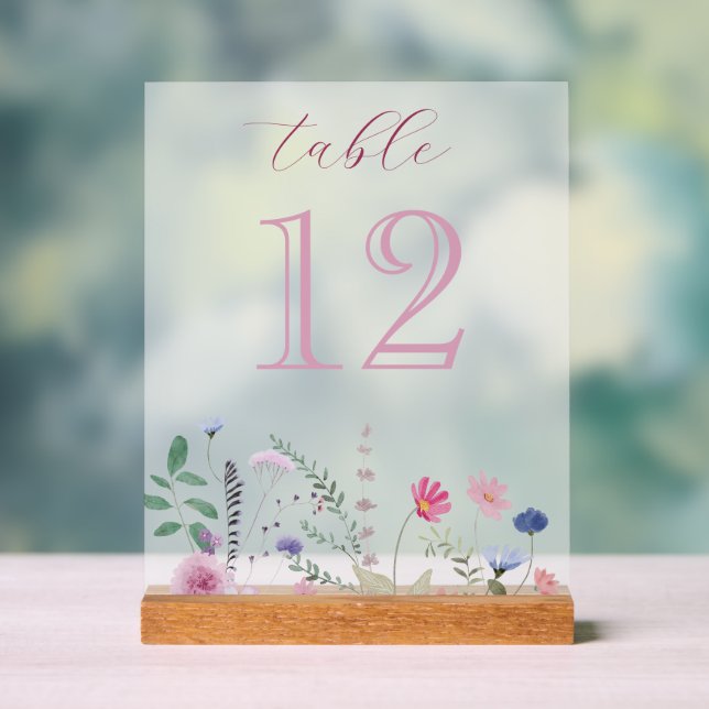 Wildflowers Table Number Acrylic Sign (Neutral)