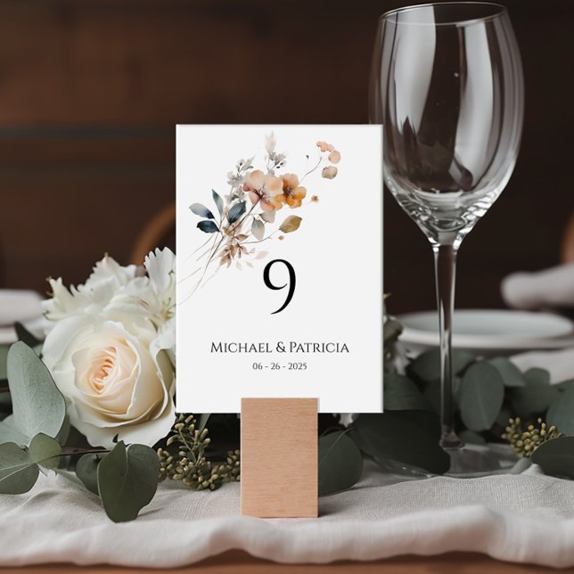 Wildflowers table numbers elegant typography (Creator Uploaded)