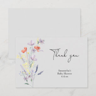 Wildflowers thank you baby shower card