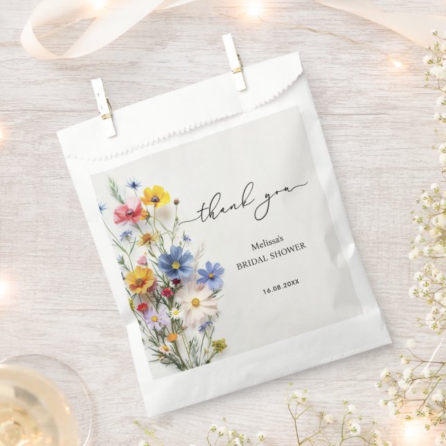 Wildflowers Thank You Bridal Shower Favour Bags (Clipped)