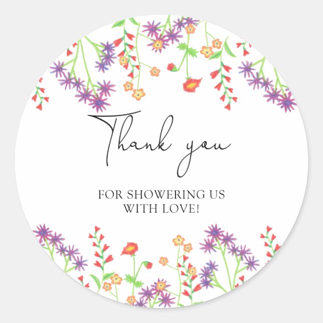 Wildflowers thank you  classic round sticker (Front)