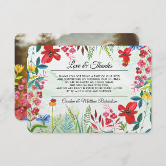Wildflowers Thank You Wedding Photo Card