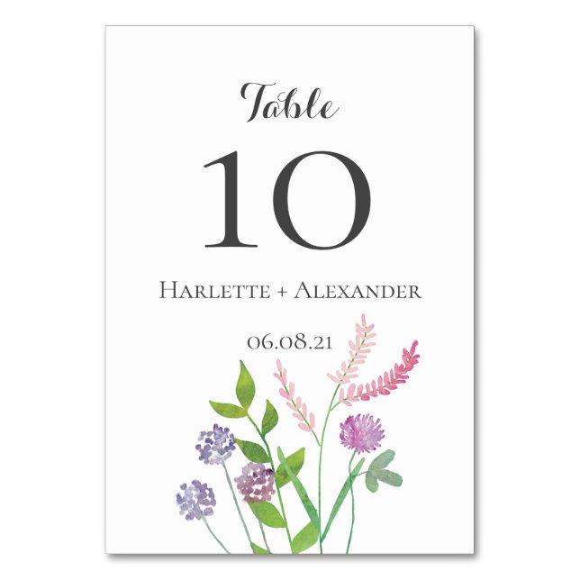 Wildflowers Theme Table Number (Front)