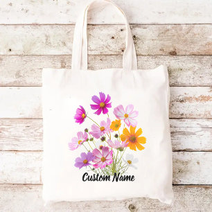 Wildflowers tote bag, Custom name tote bag, Mum